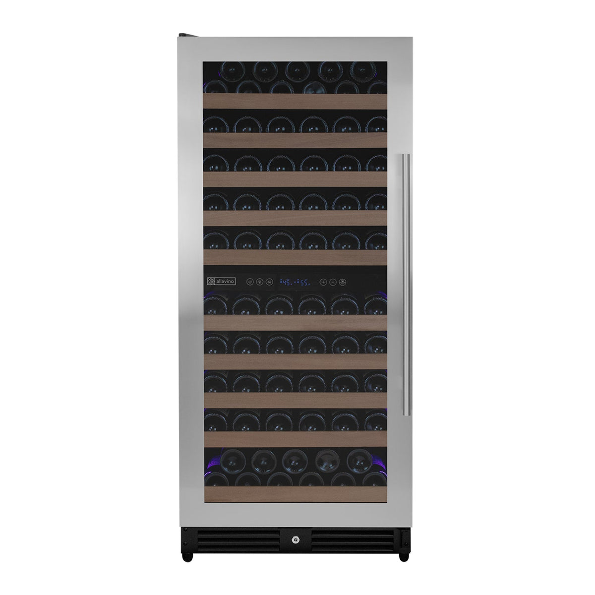 Allavino 119 Bottle 55 Inch Tall Dual Zone Left Hinge Stainless Steel Wine Refrigerator