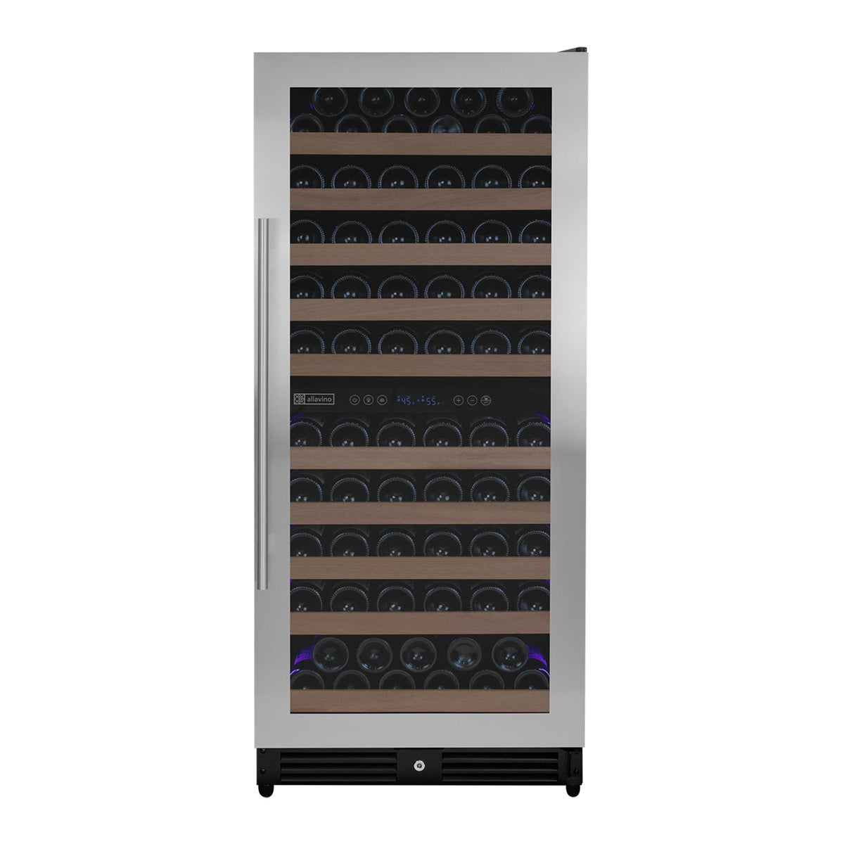 Allavino 119 Bottle 55 Inch Tall Dual Zone Right Hinge Stainless Steel Wine Refrigerator