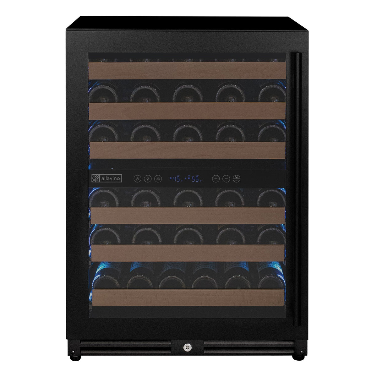 Allavino Reserva Series 56 Bottle Dual Zone Built-In Luxury Wine Left Hinge Refrigerator with Black Door